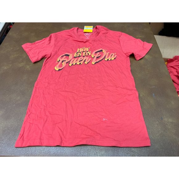 Latino Heritage Month Adult Gender Inclusive Buen Dia Short Sleeve T-Shirt - Red - Picture 3 of 7